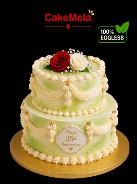 6 Pound Silver Jubilee Anniversary Cake
