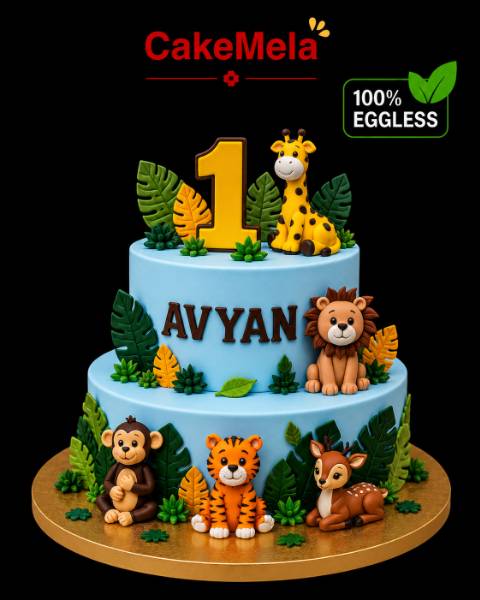 Jungle Theme Fondant Cake